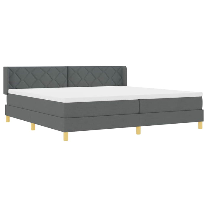 Pat cu arcuri cu headboard Gri închis 200 x 200 cm țesătură - WALTI WALTI