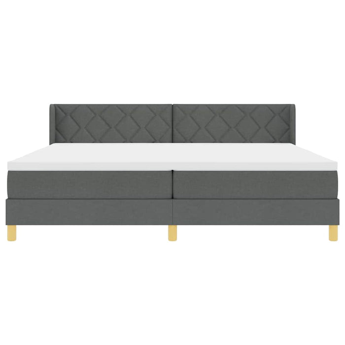 Pat cu arcuri cu headboard Gri închis 200 x 200 cm țesătură - WALTI WALTI