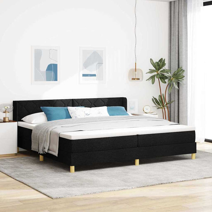 Pat cu arcuri cu saltea Negru 200 x 200 cm Poliester - WALTI WALTI