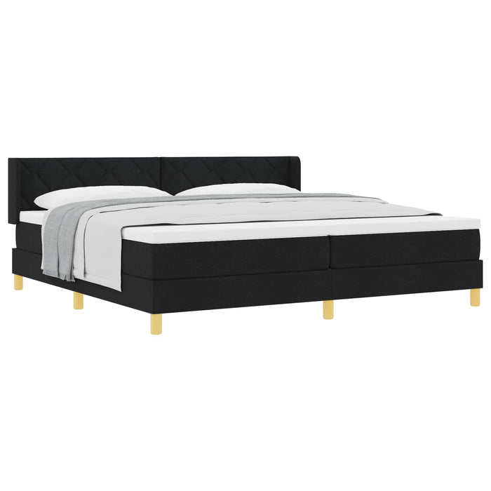 Pat cu arcuri cu saltea Negru 200 x 200 cm Poliester - WALTI WALTI