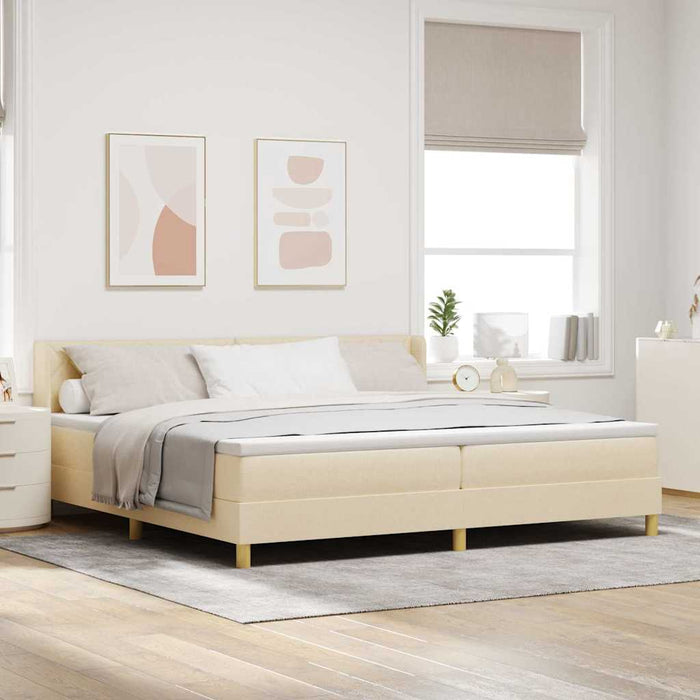 Pat cu arcuri cu headboard Manual Crem 200 x 200 cm țesătură - WALTI WALTI