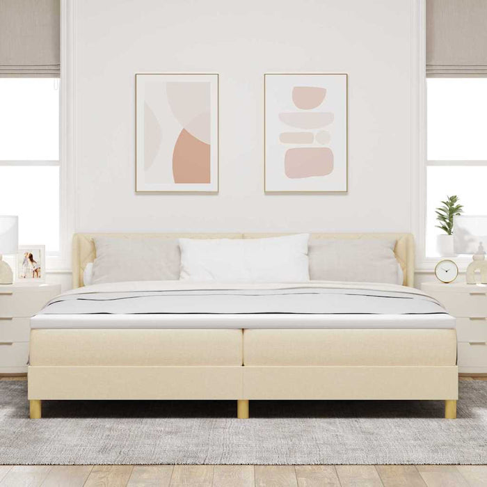 Pat cu arcuri cu headboard Manual Crem 200 x 200 cm țesătură - WALTI WALTI