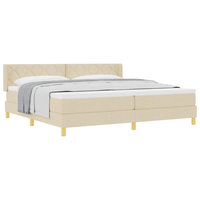 Pat cu arcuri cu headboard Manual Crem 200 x 200 cm țesătură - WALTI WALTI