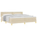 Pat cu arcuri cu headboard Manual Crem 200 x 200 cm țesătură - WALTI WALTI