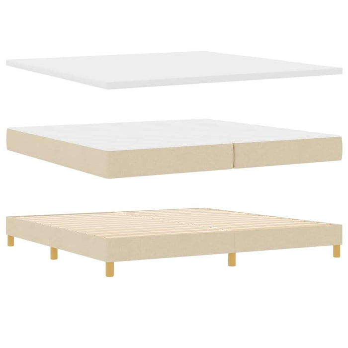 Pat cu arcuri cu headboard Manual Crem 200 x 200 cm țesătură - WALTI WALTI