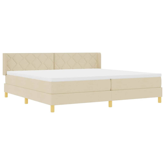 Pat cu arcuri cu headboard Manual Crem 200 x 200 cm țesătură - WALTI WALTI