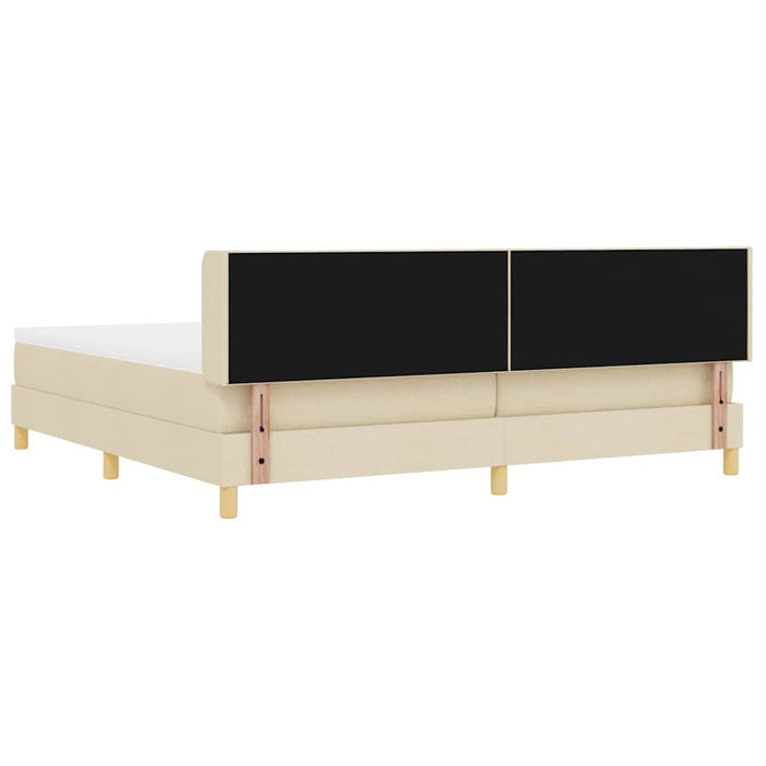 Pat cu arcuri cu headboard Manual Crem 200 x 200 cm țesătură - WALTI WALTI
