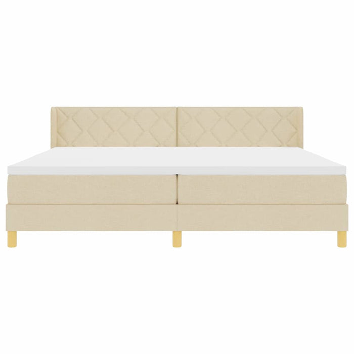 Pat cu arcuri cu headboard Manual Crem 200 x 200 cm țesătură - WALTI WALTI