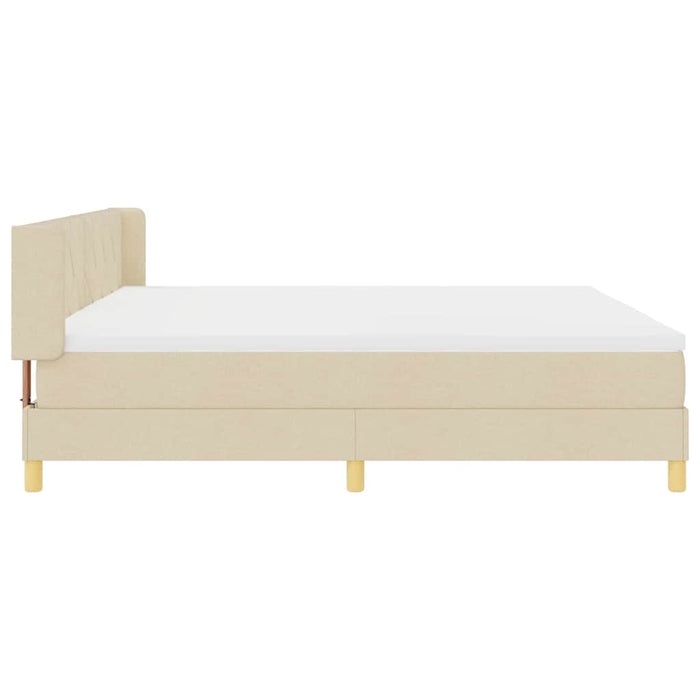 Pat cu arcuri cu headboard Manual Crem 200 x 200 cm țesătură - WALTI WALTI
