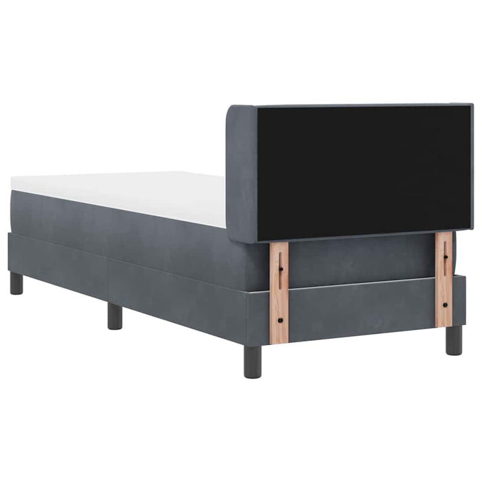 Pat cu Saltea cu Arcuri Negru 100x200 cm Catifea Gri închis - WALTI WALTI