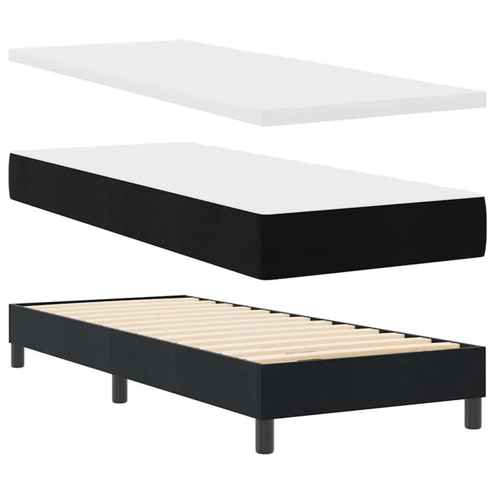 Pat cu Saltea cu Arcuri Negru 100x200 cm Catifea Negru - WALTI WALTI