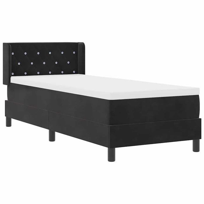 Pat cu Saltea cu Arcuri Negru 100x200 cm Catifea Negru - WALTI WALTI