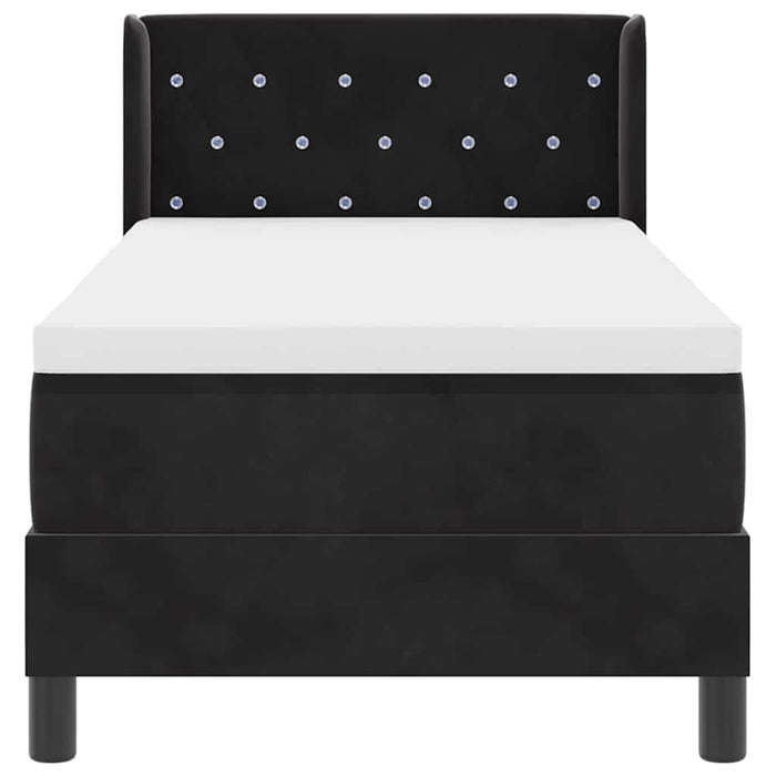 Pat cu Saltea cu Arcuri Negru 100x200 cm Catifea Negru - WALTI WALTI