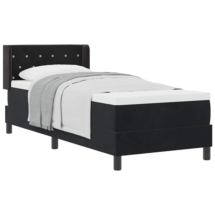 Pat cu Saltea cu Arcuri Negru 100x200 cm Catifea Negru - WALTI WALTI