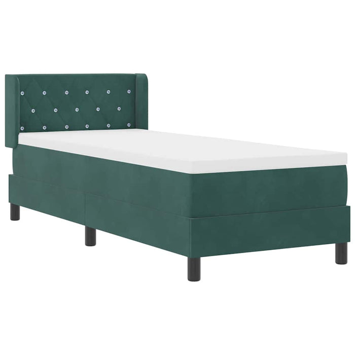 Pat cu Saltea cu Arcuri Negru 100x200 cm Catifea Verde închis - WALTI WALTI