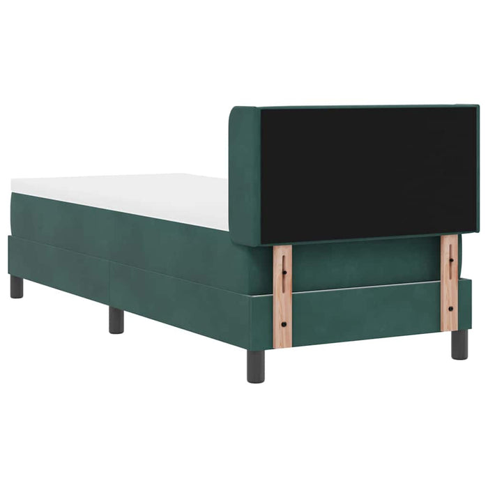 Pat cu Saltea cu Arcuri Negru 100x200 cm Catifea Verde închis - WALTI WALTI
