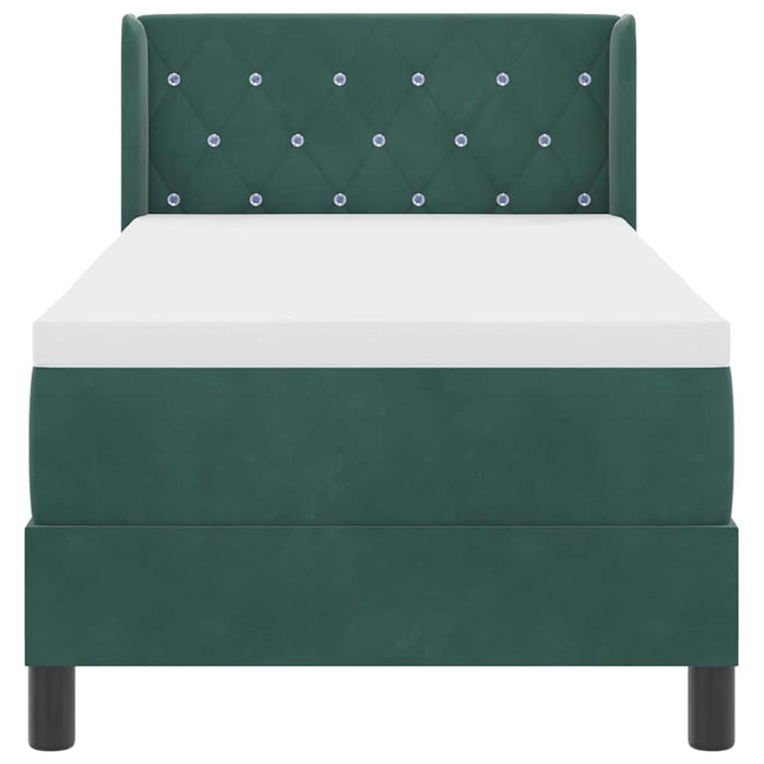 Pat cu Saltea cu Arcuri Negru 100x200 cm Catifea Verde închis - WALTI WALTI