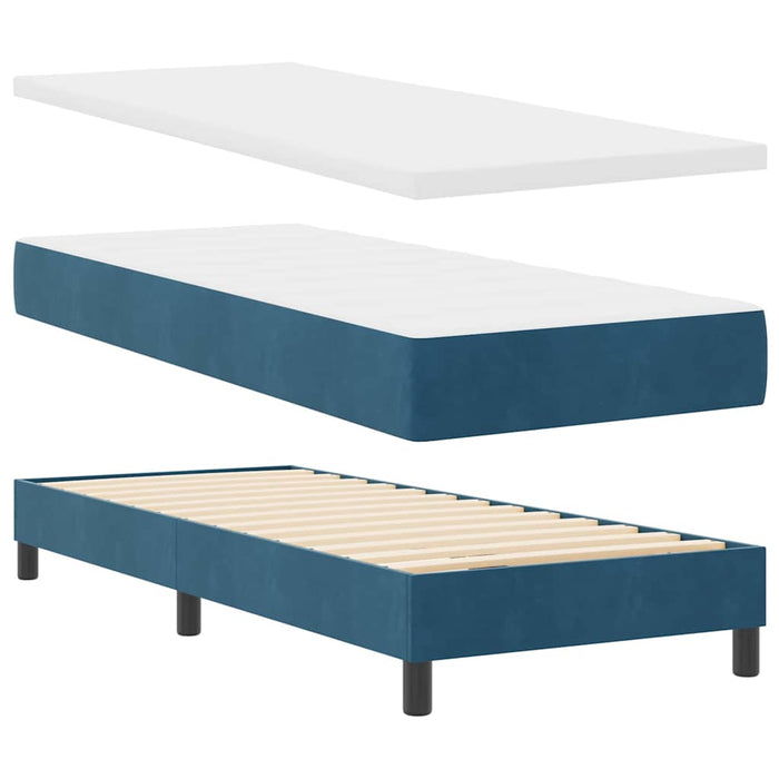 Pat cu arcuri cu headboard Albastru închis 200 x 80 cm Catifea WALTI
