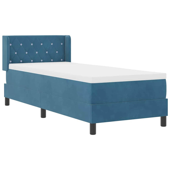 Pat cu arcuri cu headboard Albastru închis 200 x 80 cm Catifea WALTI