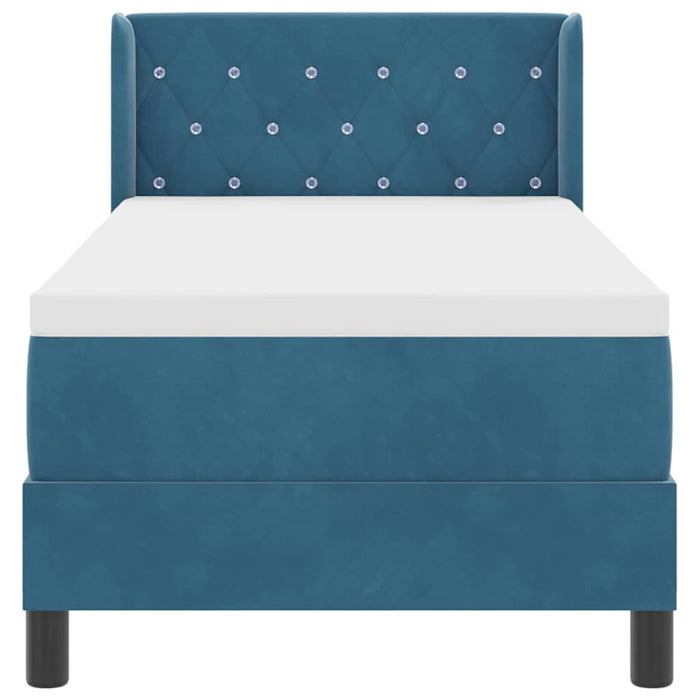 Pat cu arcuri cu headboard Albastru închis 200 x 80 cm Catifea WALTI