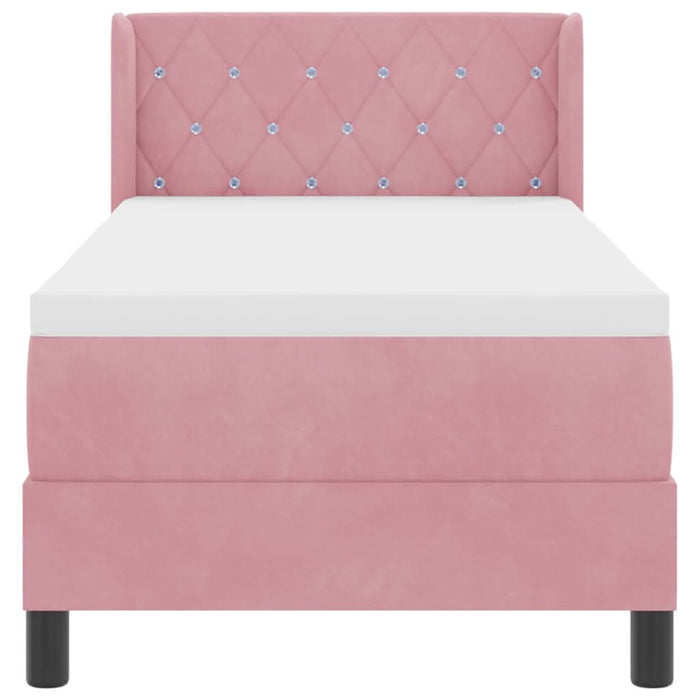 Pat cu arcuri cu saltea cu headboard Roz 200 x 80 cm Poliester - WALTI WALTI