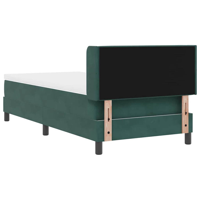 Pat cu Saltea cu Arcuri Negru 100x200 cm Catifea Verde închis - WALTI WALTI