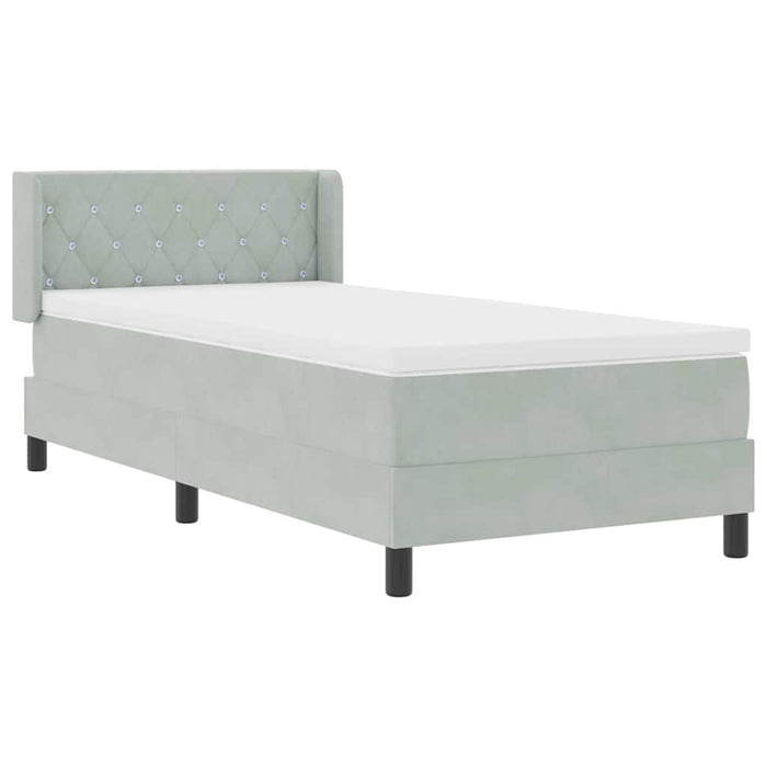 Pat cu Saltea cu Arcuri Negru 100x200 cm Catifea Gri deschis - WALTI WALTI
