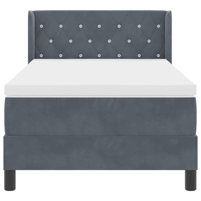 Pat cu Saltea cu Arcuri Negru 100x200 cm Catifea Gri închis - WALTI WALTI