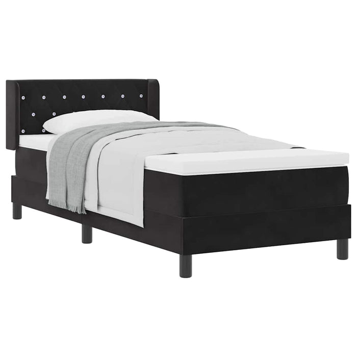 Pat cu Saltea cu Arcuri Negru 100x200 cm Catifea Negru - WALTI WALTI