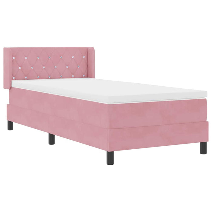 Pat cu arcuri cu headboard Manual Roz 200 x 90 cm Catifea WALTI