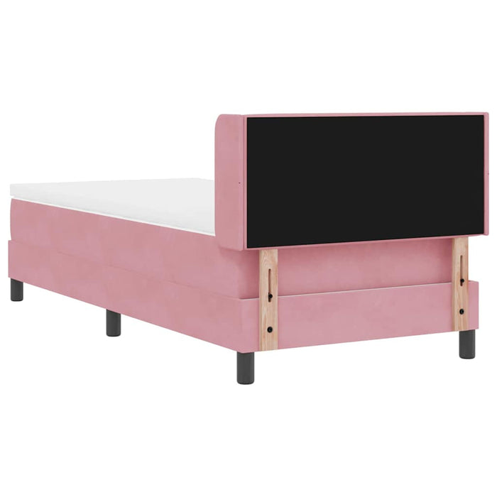 Pat cu arcuri cu headboard Manual Roz 200 x 90 cm Catifea WALTI