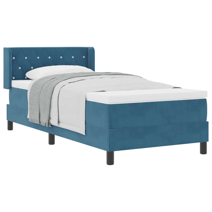 Pat cu arcuri cu headboard Albastru închis 200 x 100 cm Catifea WALTI