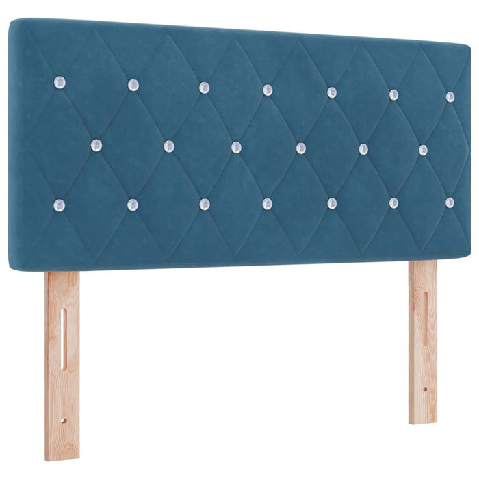 Pat cu arcuri cu headboard Albastru închis 200 x 100 cm Catifea WALTI
