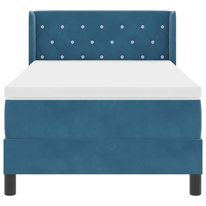 Pat cu arcuri cu headboard Albastru închis 200 x 100 cm Catifea WALTI