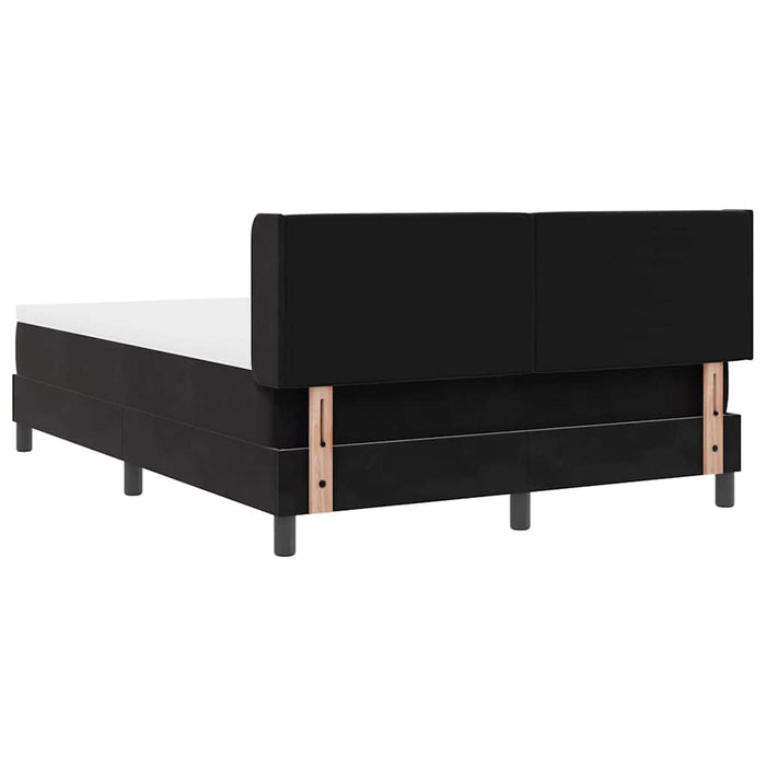 Pat cu arcuri cu headboard Manual Negru 190 x 140 cm Catifea WALTI