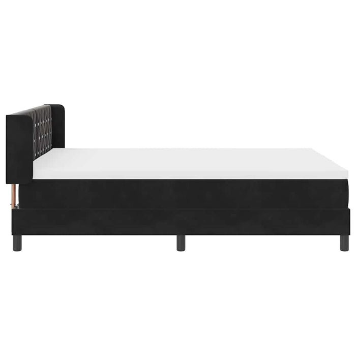 Pat cu arcuri cu headboard Manual Negru 190 x 140 cm Catifea WALTI