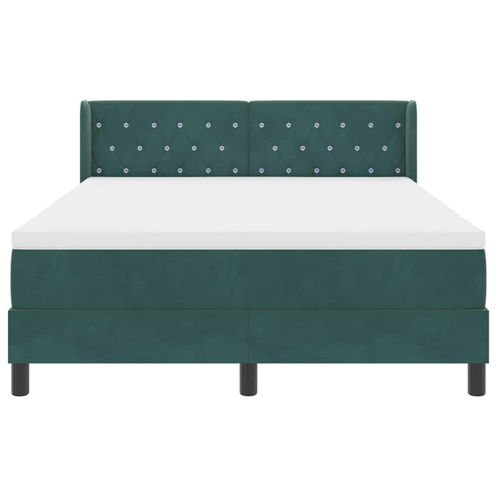 Pat cu Saltea cu Arcuri Negru 100x200 cm Catifea Verde închis - WALTI WALTI