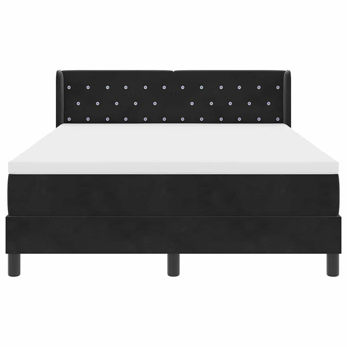 Pat cu arcuri cu headboard Manual Negru 200 x 140 cm Catifea WALTI