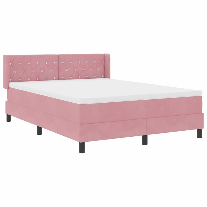 Pat cu arcuri cu headboard Manual Roz 200 x 140 cm Catifea WALTI