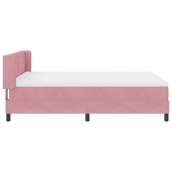 Pat cu arcuri cu headboard Manual Roz 200 x 140 cm Catifea WALTI