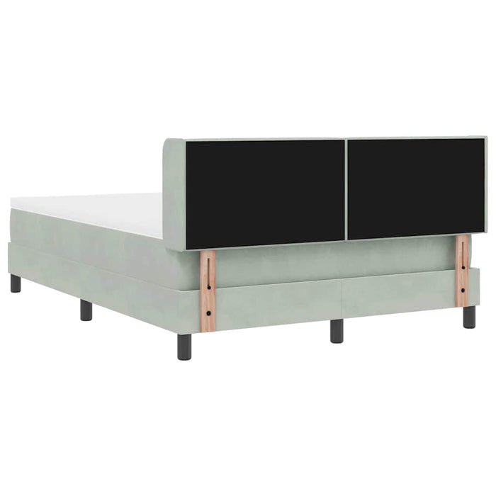 Pat cu Saltea cu Arcuri Negru 100x200 cm Catifea Gri deschis - WALTI WALTI