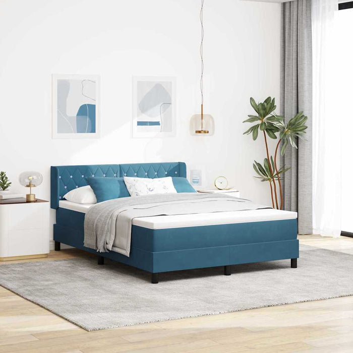 Pat cu arcuri cu headboard Albastru închis 200 x 160 cm Catifea WALTI