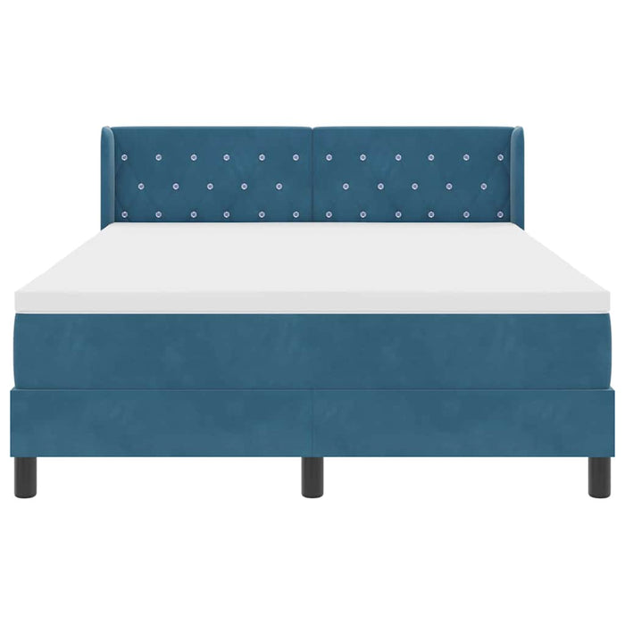 Pat cu arcuri cu headboard Albastru închis 200 x 160 cm Catifea WALTI