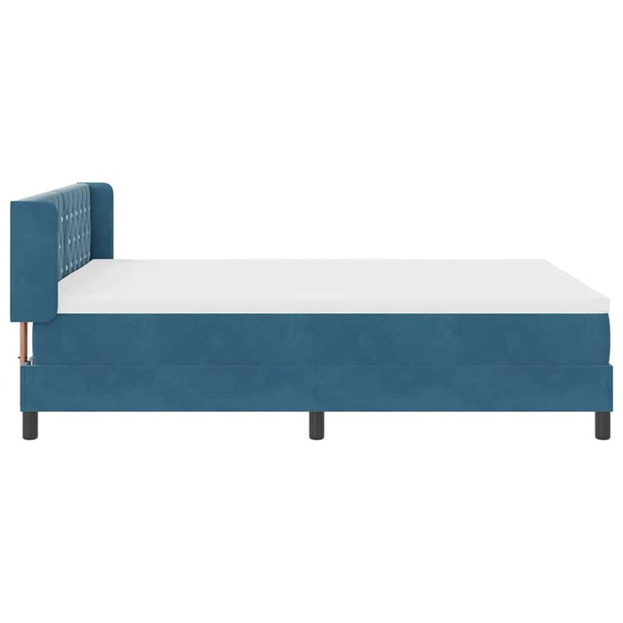Pat cu arcuri cu headboard Albastru închis 200 x 160 cm Catifea WALTI