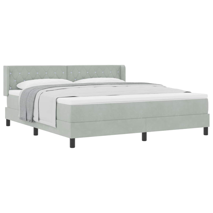 Pat cu arcuri cu headboard Gri deschis 200 x 180 cm Catifea - WALTI WALTI