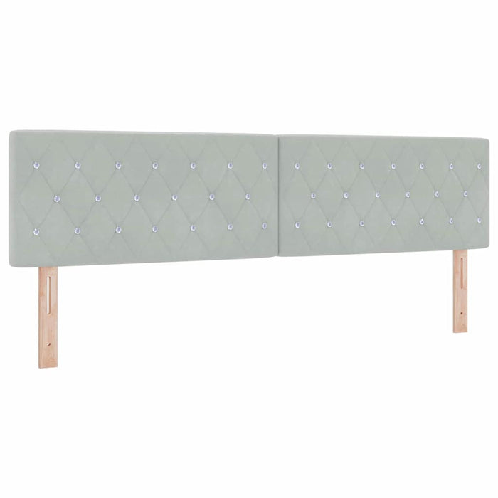 Pat cu arcuri cu headboard Gri deschis 200 x 180 cm Catifea - WALTI WALTI