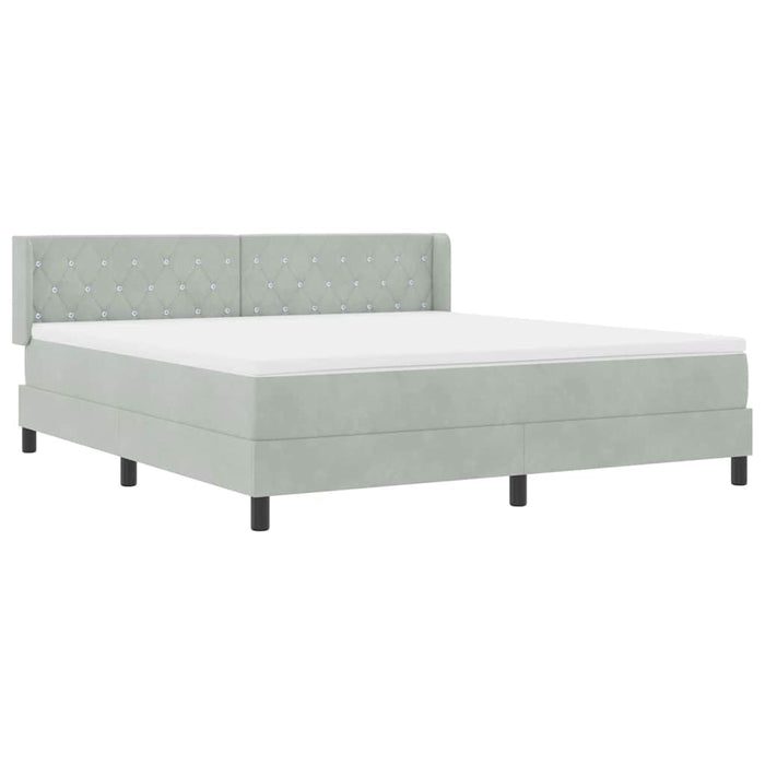 Pat cu arcuri cu headboard Gri deschis 200 x 180 cm Catifea - WALTI WALTI