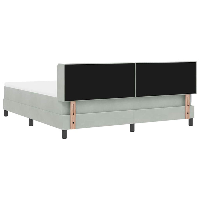 Pat cu arcuri cu headboard Gri deschis 200 x 180 cm Catifea - WALTI WALTI