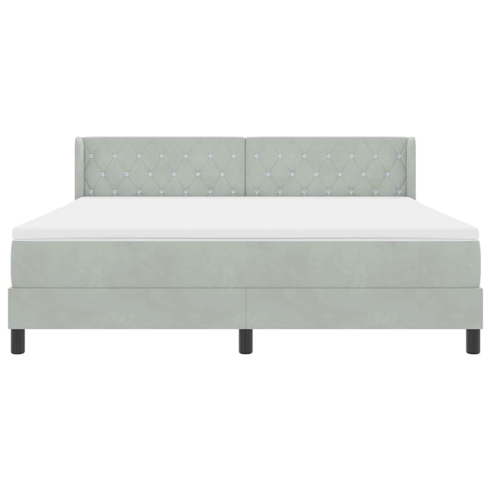Pat cu arcuri cu headboard Gri deschis 200 x 180 cm Catifea - WALTI WALTI