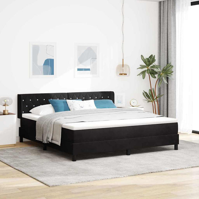 Pat cu arcuri cu headboard Manual Negru 200 x 180 cm Catifea WALTI